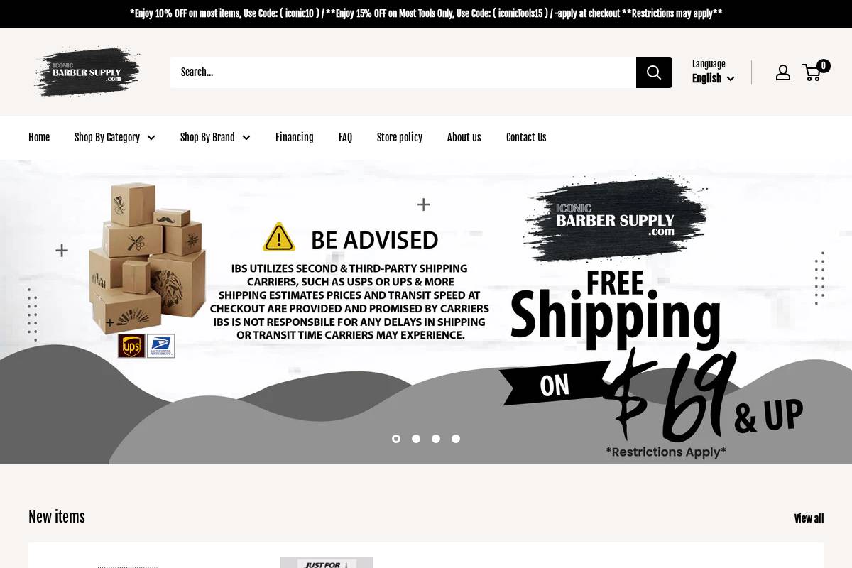 iconicbarbersupply.com homepage screenshot