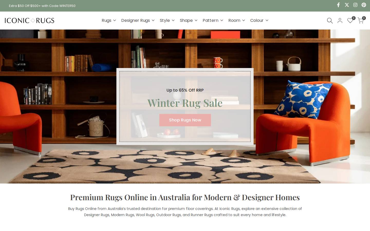 ICONIC RUGS homepage screenshot
