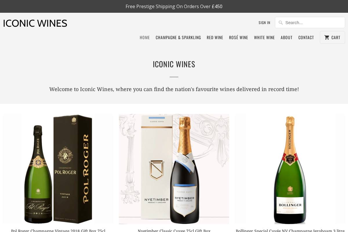 Iconic Wines homepage screenshot