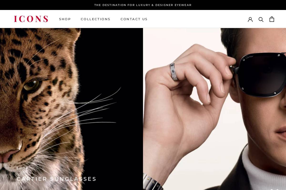 Icons Miami Eyewear homepage screenshot