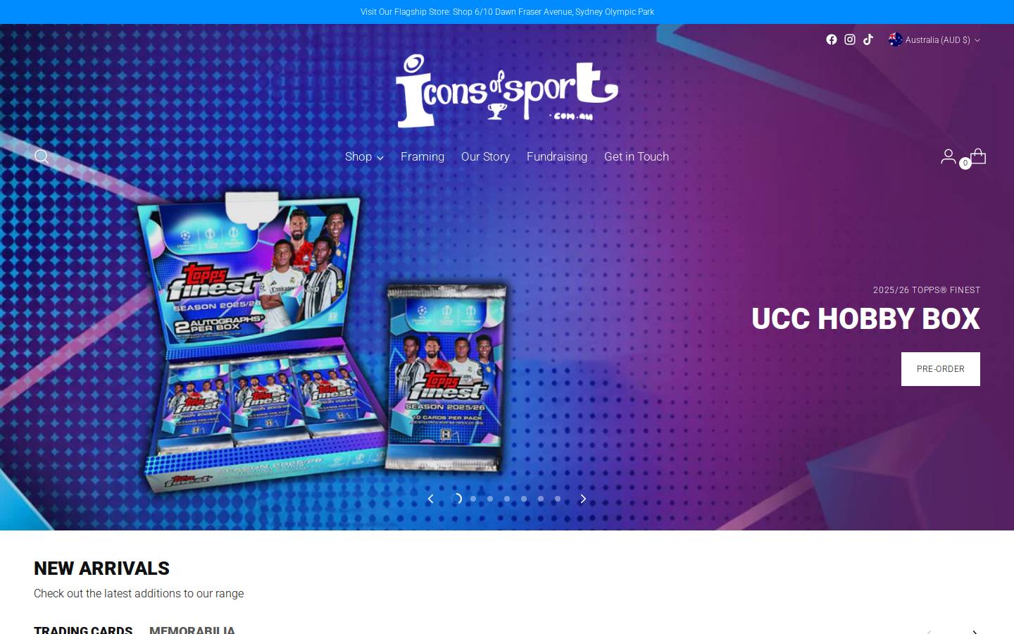 iconsofsport.com.au homepage screenshot