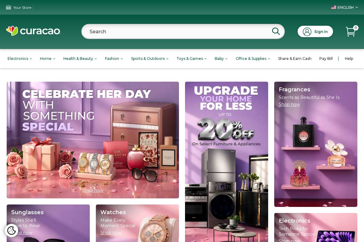 Curacao homepage screenshot