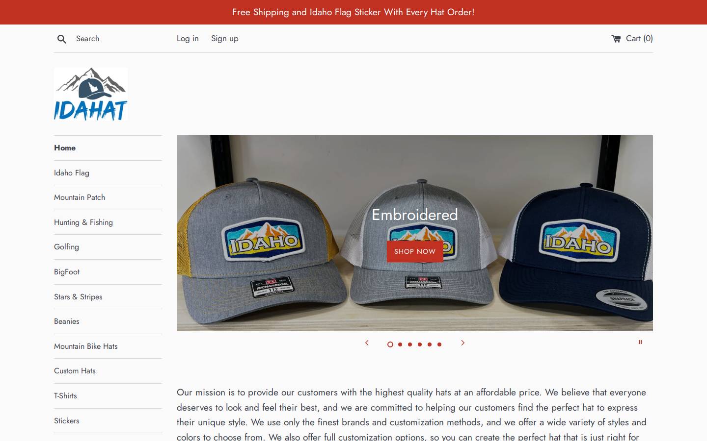 idahats.com homepage screenshot
