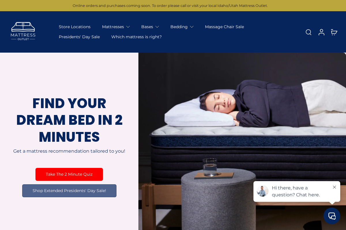 Mattress Outlet homepage screenshot