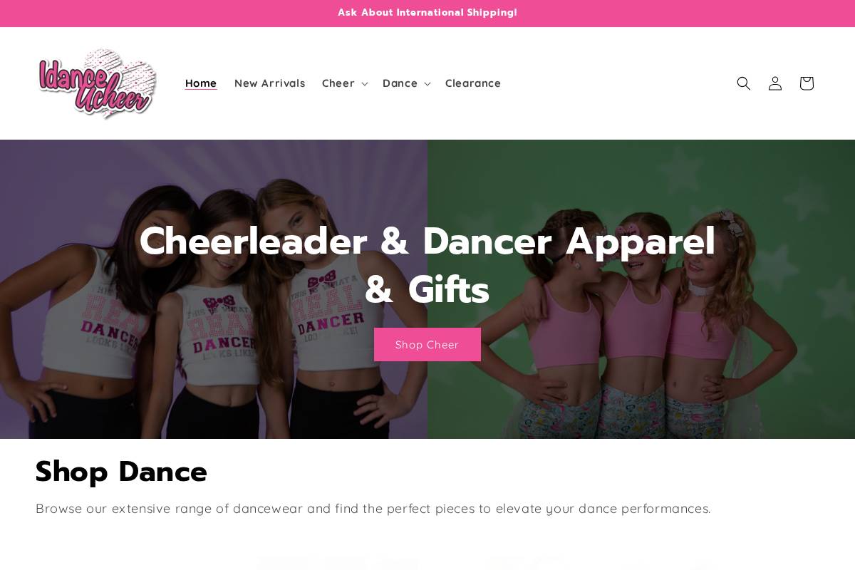 idanceucheer.com homepage screenshot