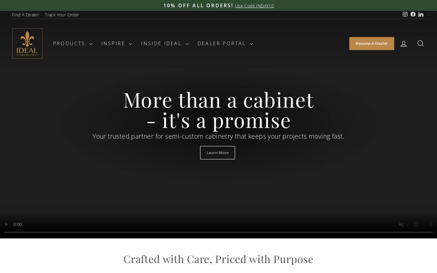 idealcabinetry.com homepage screenshot