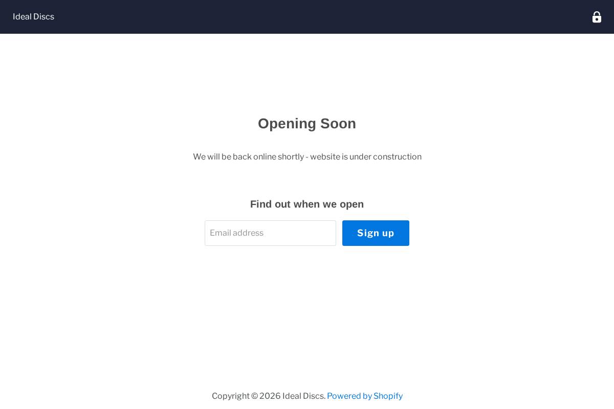 idealdiscs.com homepage screenshot