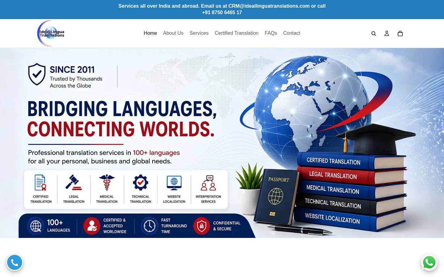 ideallinguatranslations.com homepage screenshot