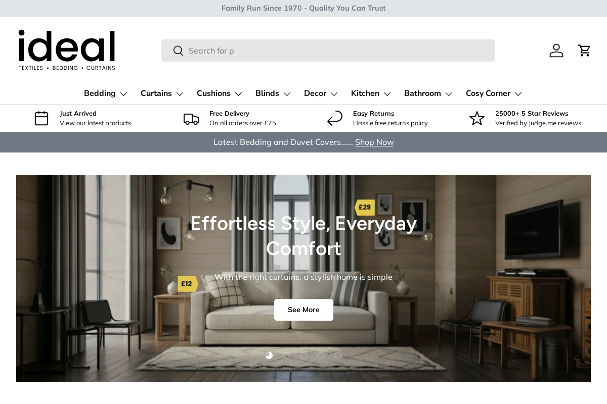 Ideal Textiles homepage screenshot