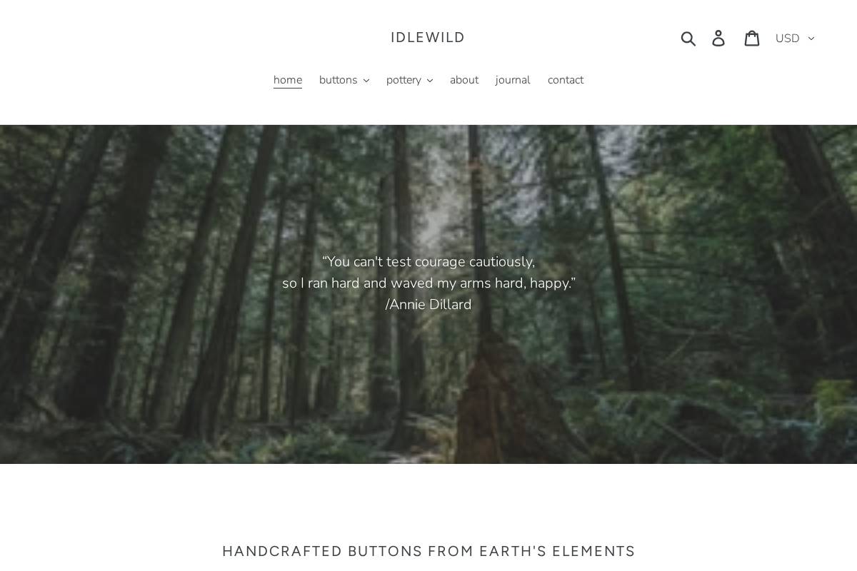 idlewildclay.com homepage screenshot