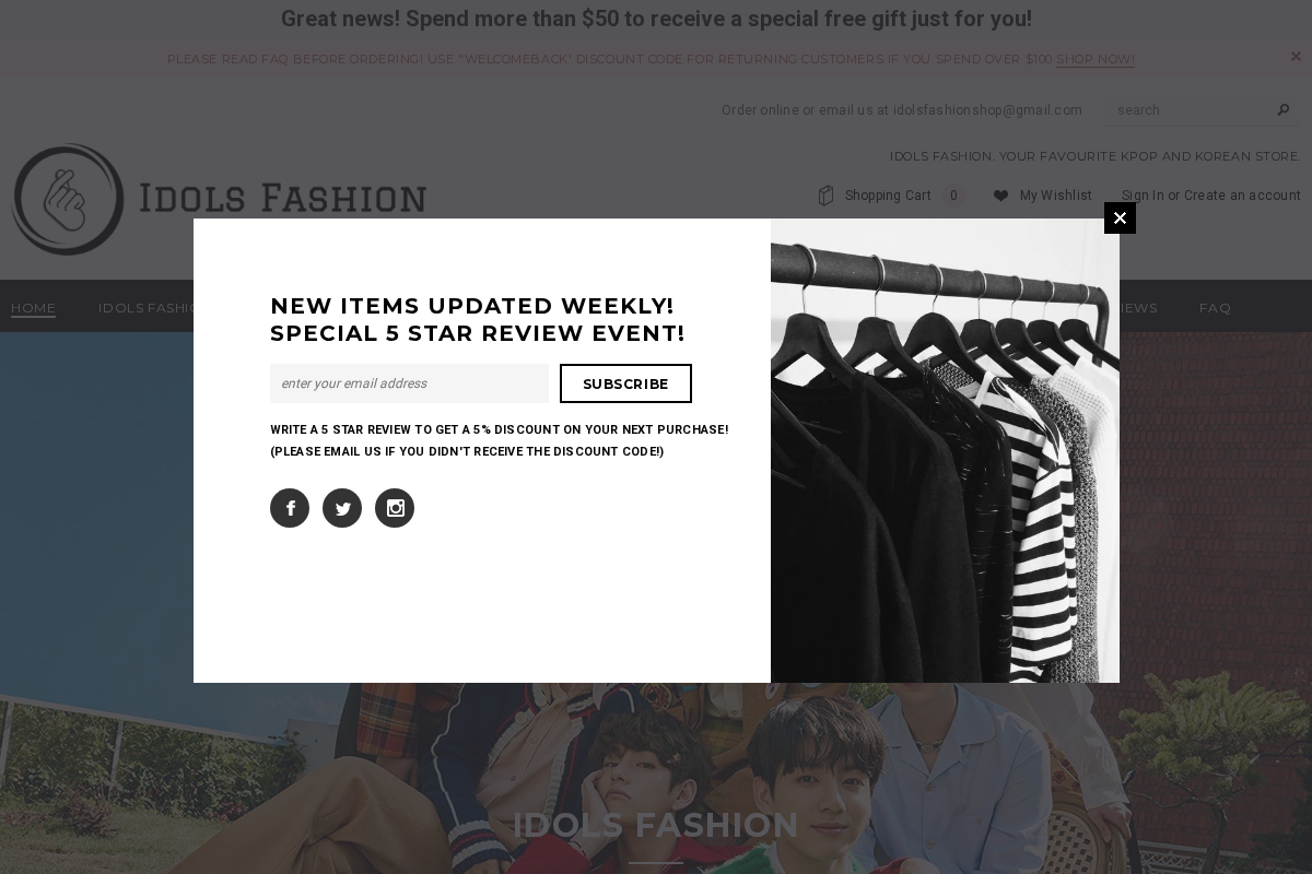 idolsfashion.com homepage screenshot