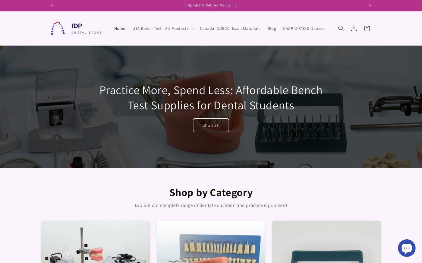 idpdentalstore.com homepage screenshot