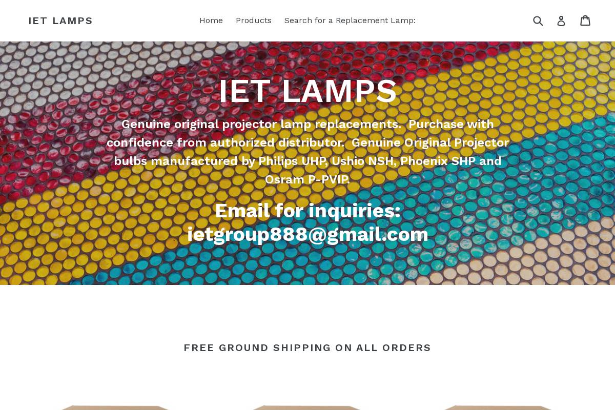ietlamps.com homepage screenshot