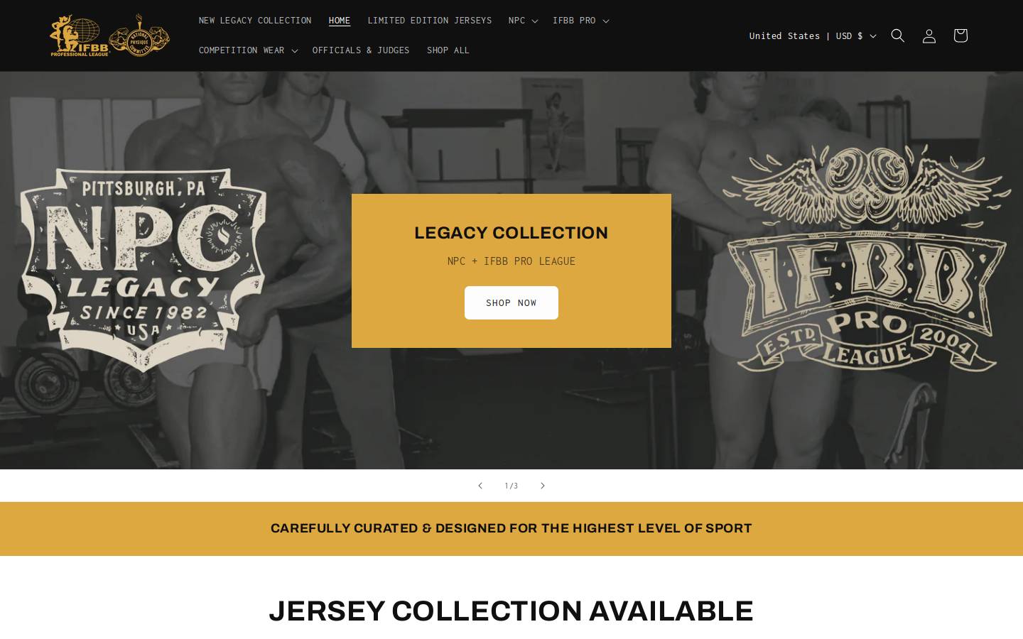 ifbbproapparel.com homepage screenshot