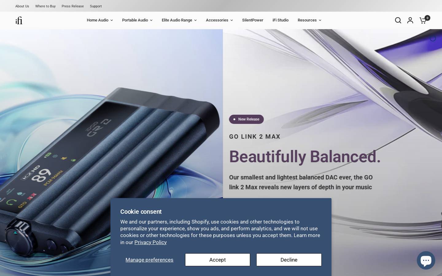 iFi audio homepage screenshot