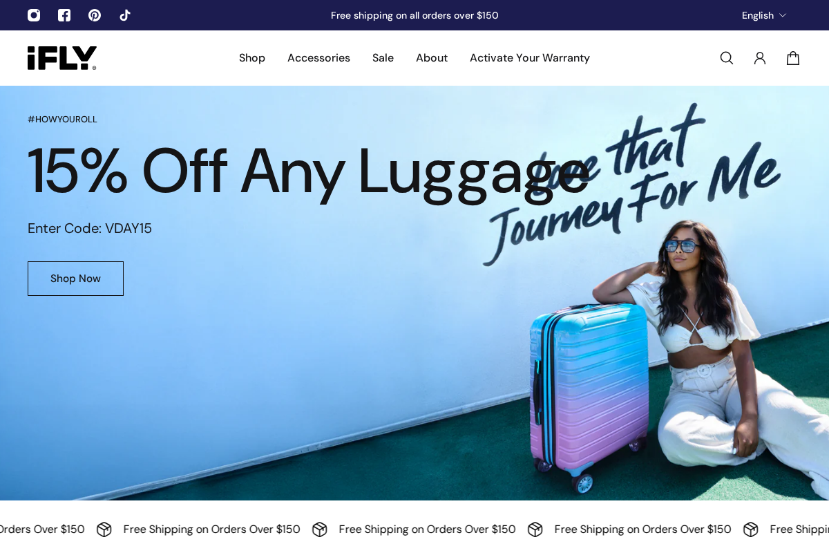 iFLY Luggage homepage screenshot