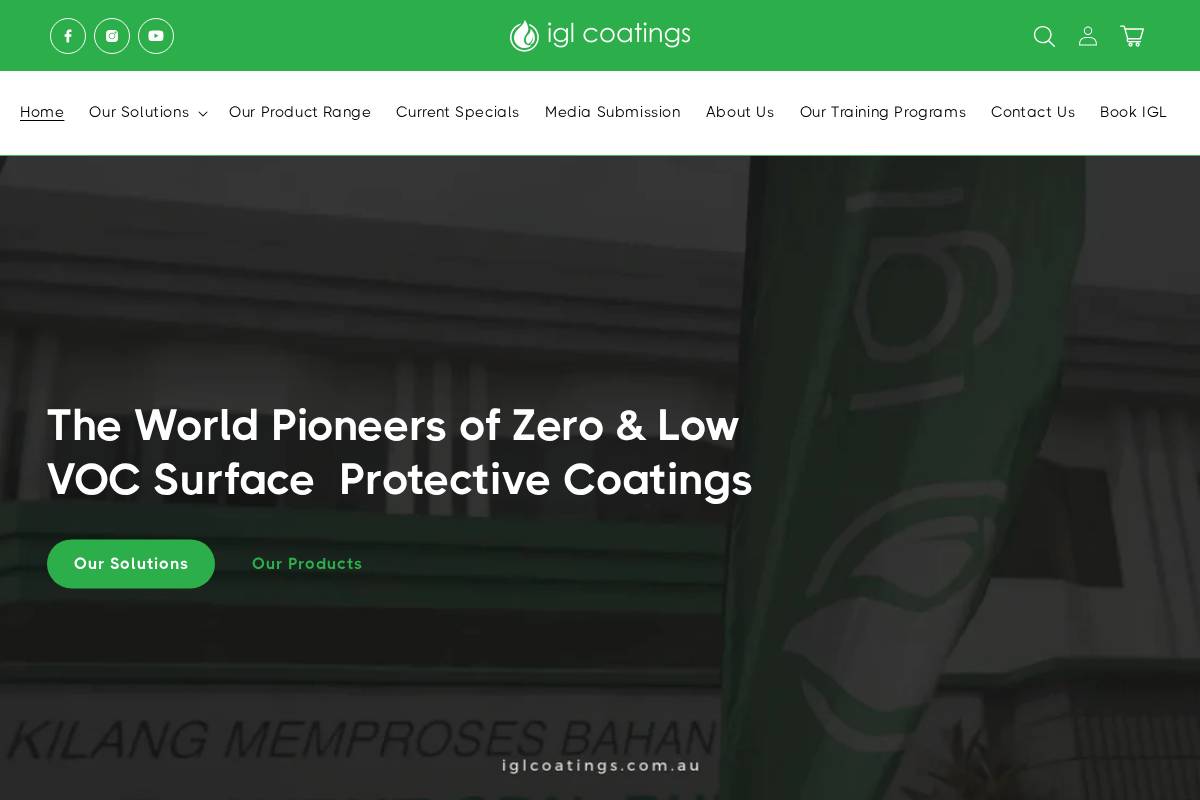 IGL Coatings homepage screenshot