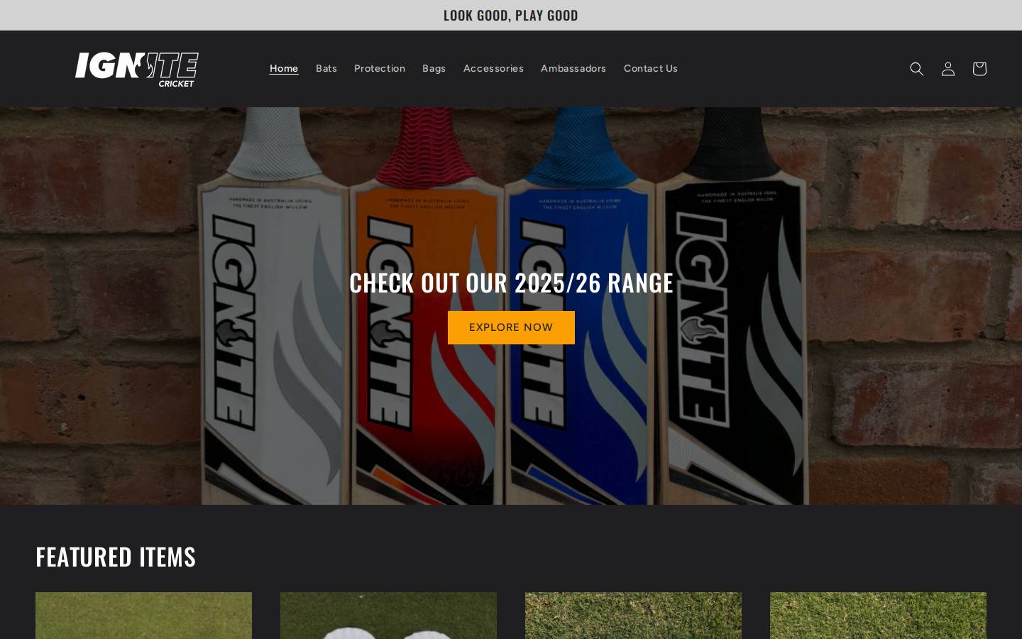 ignitecricket.com homepage screenshot