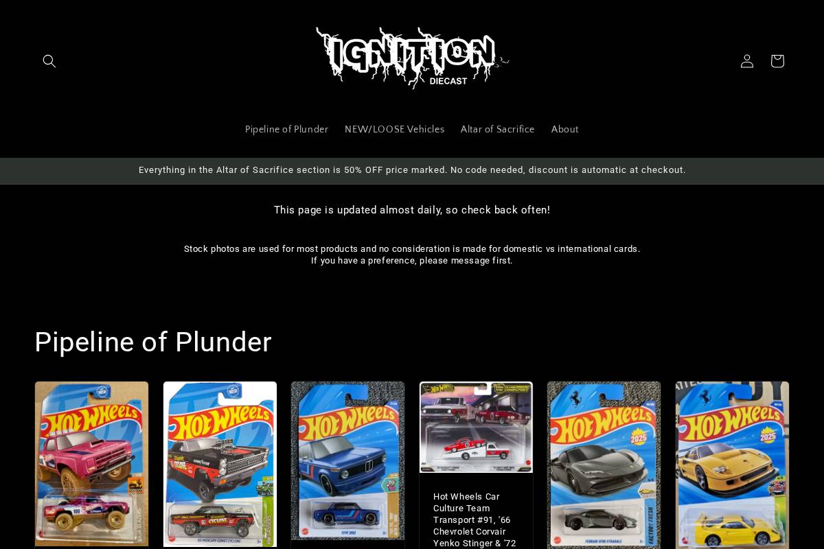 ignitiondiecast.com homepage screenshot