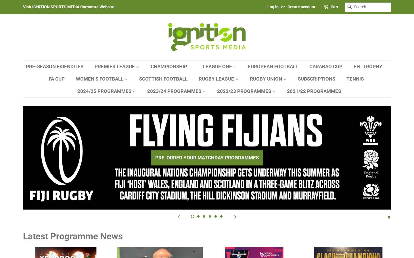 Ignitionsportsmedia homepage screenshot