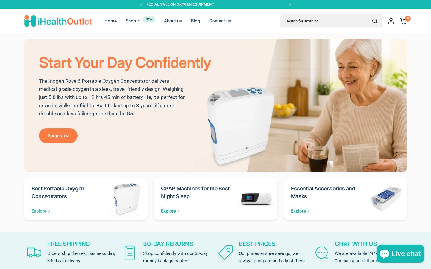 iHealth Outlet homepage screenshot