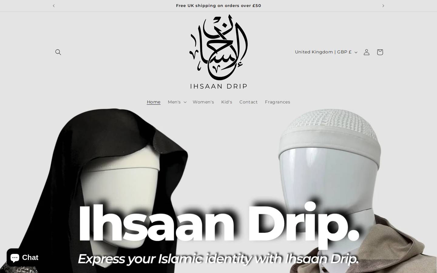 ihsaandrip.com homepage screenshot