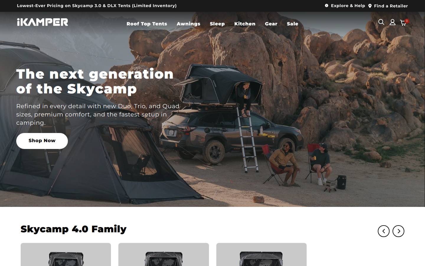 iKamper USA homepage screenshot