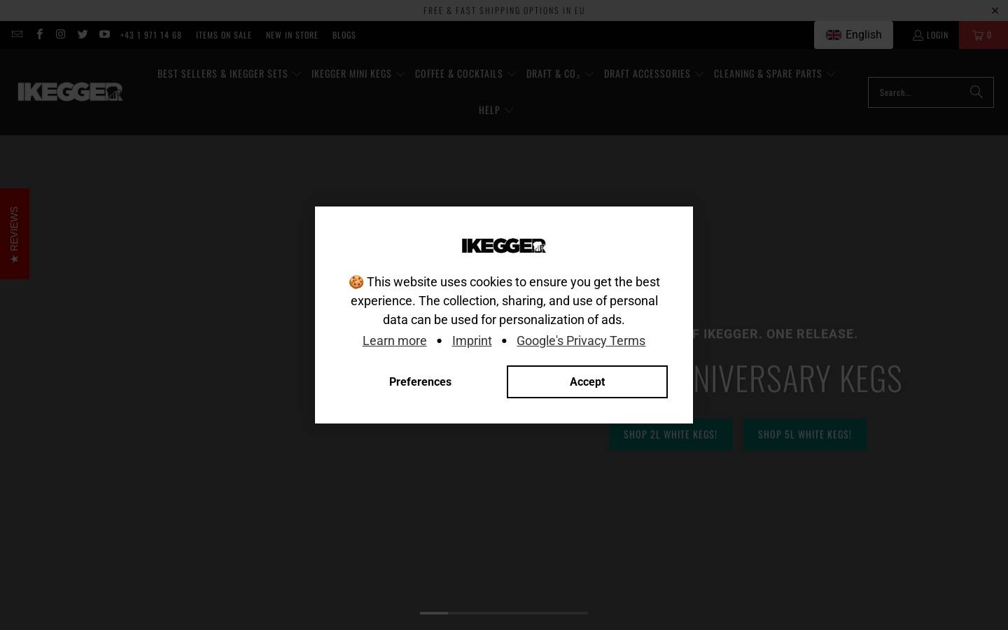iKegger Europe homepage screenshot