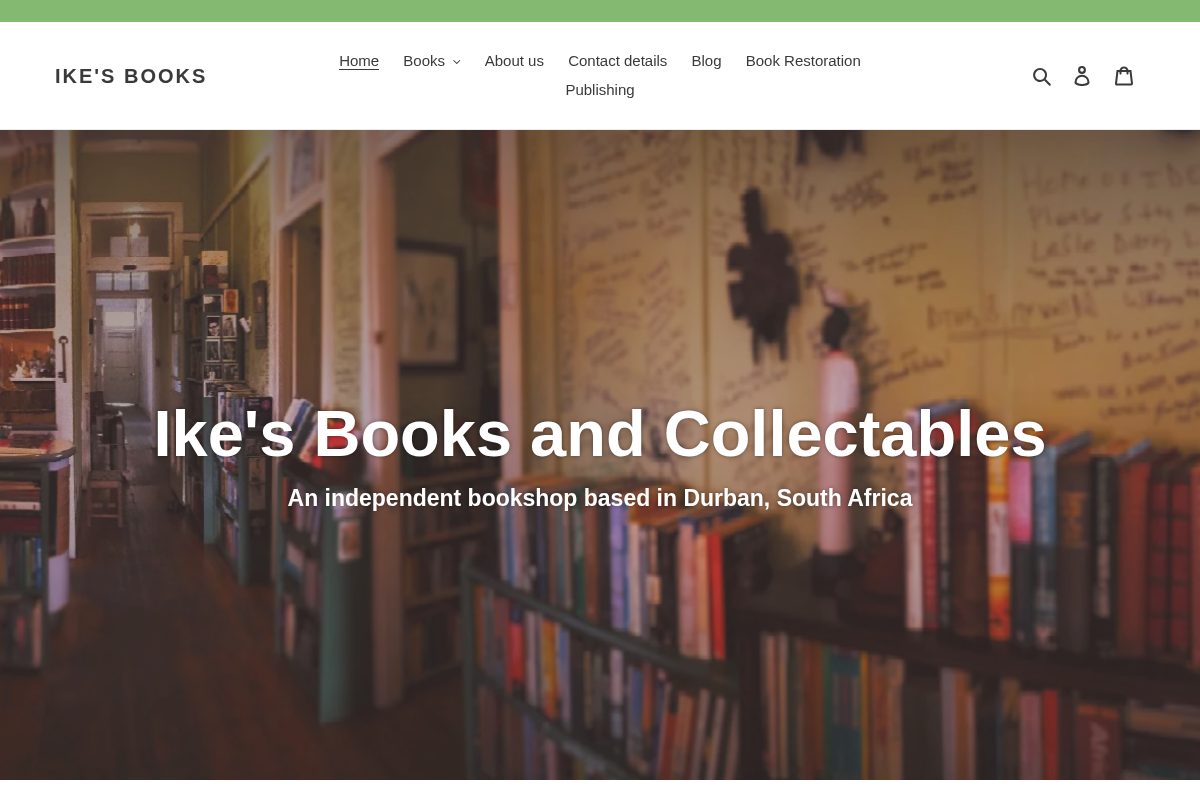 Ike's Books homepage screenshot