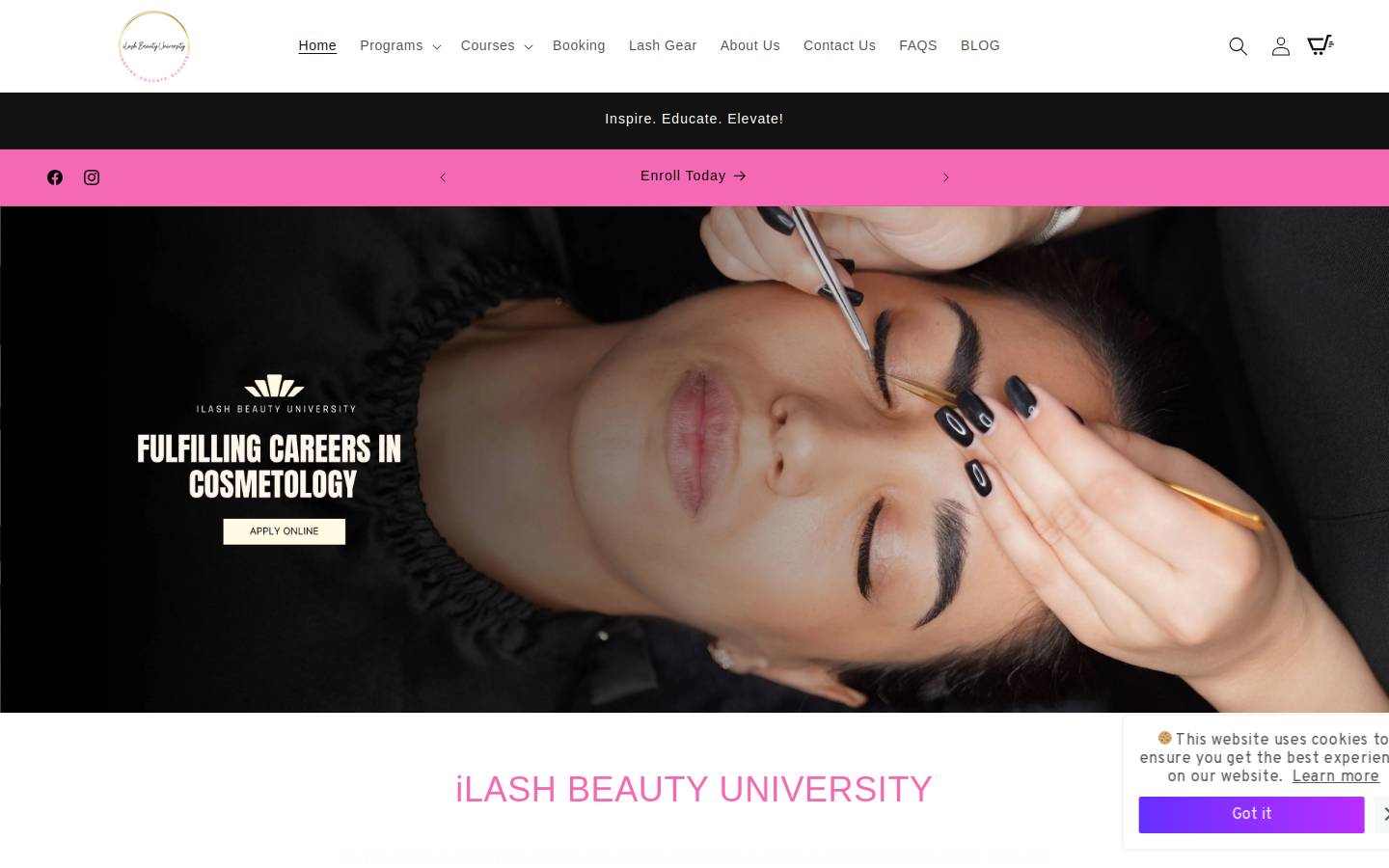 ilashbeautyuniversity.com homepage screenshot