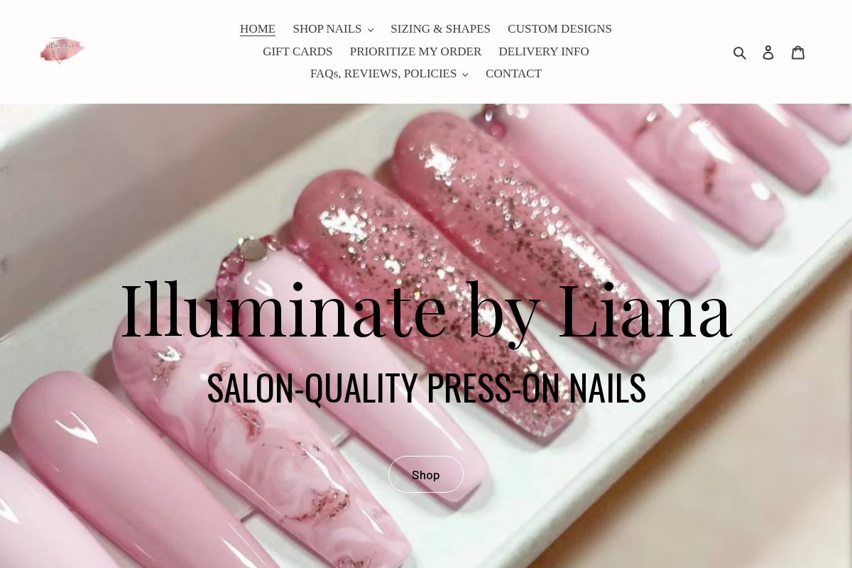 Illuminate by Liana homepage screenshot