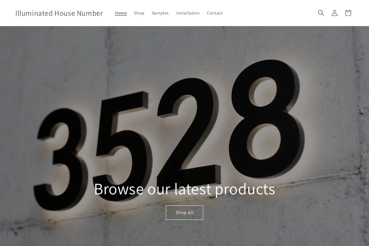 illuminatedhousenumber.com homepage screenshot