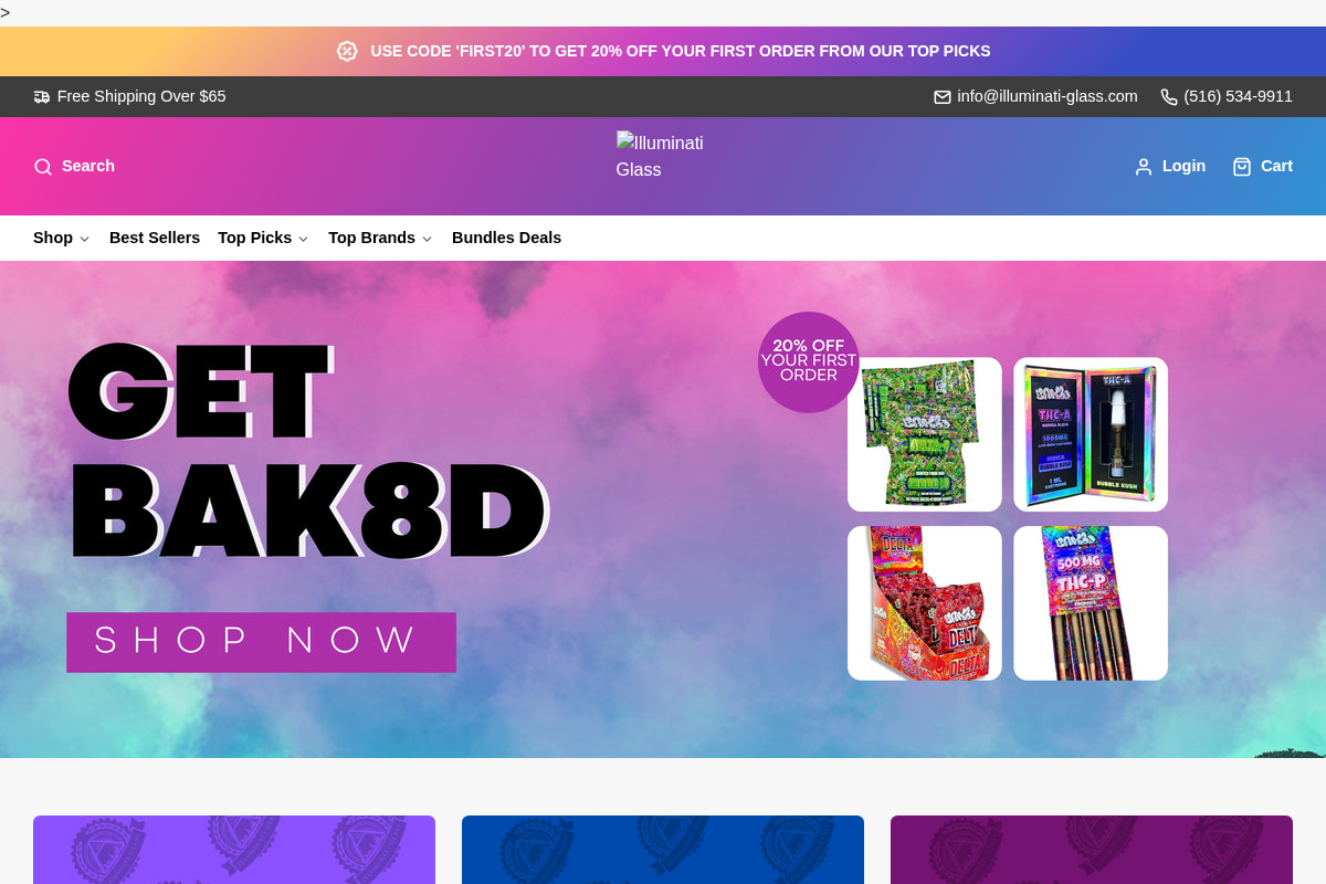 illuminati-glass.com homepage screenshot