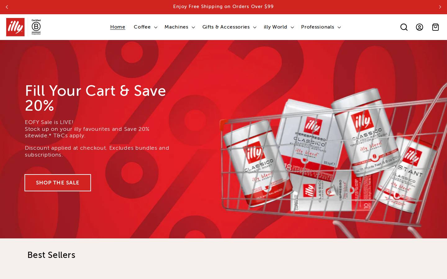 Shop Illy homepage screenshot