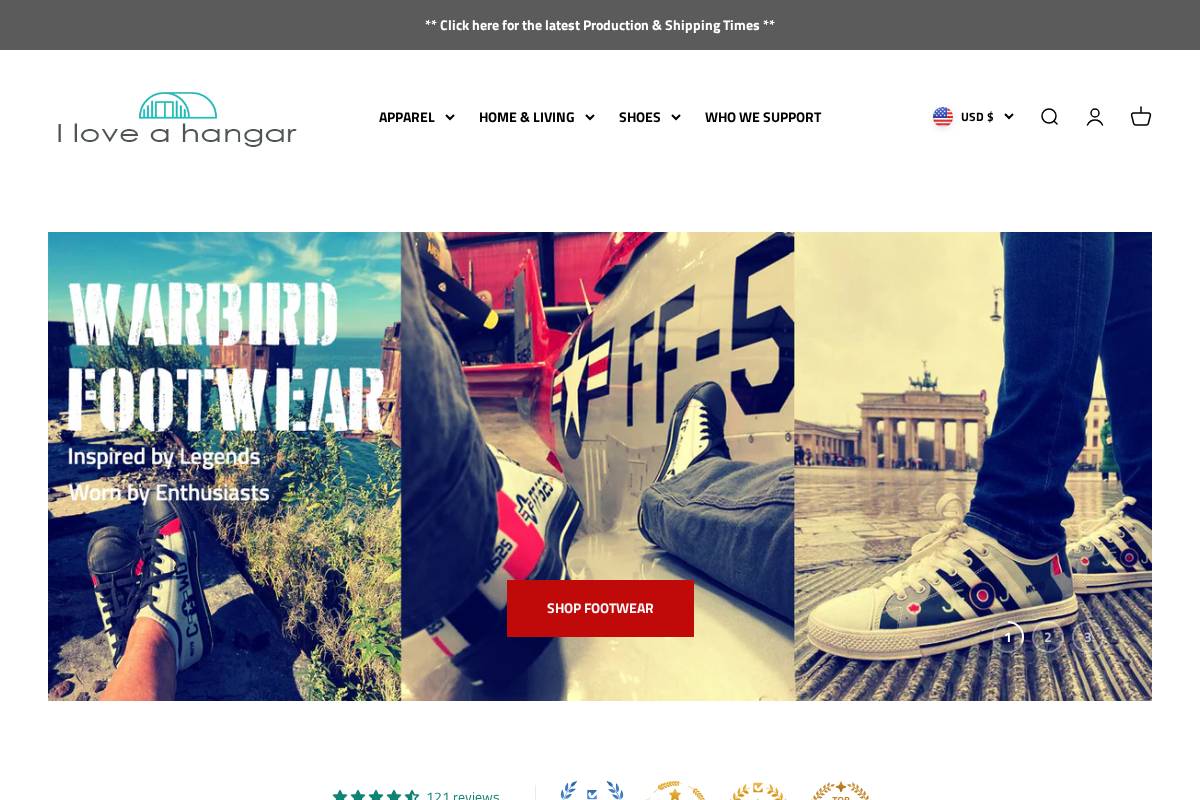 iloveahangar.com homepage screenshot