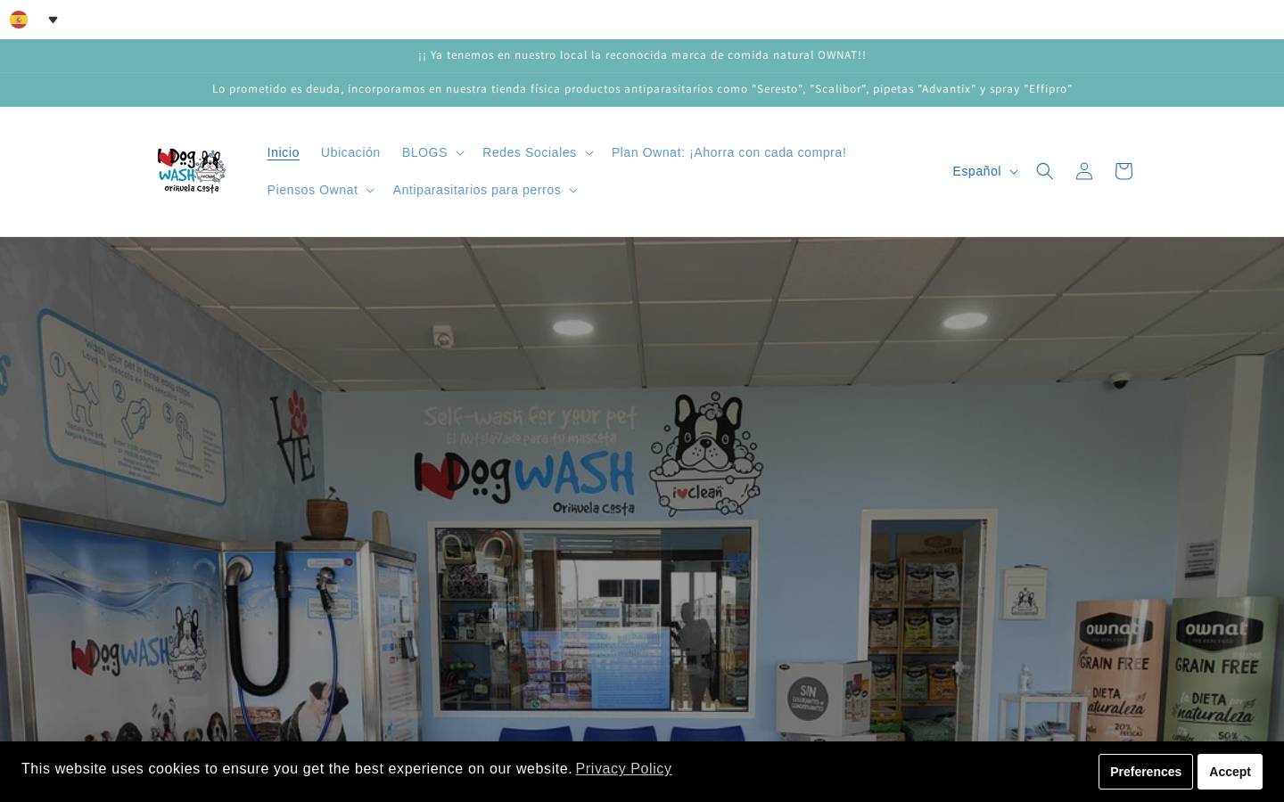 ilovedogwashorihuelacosta.com homepage screenshot