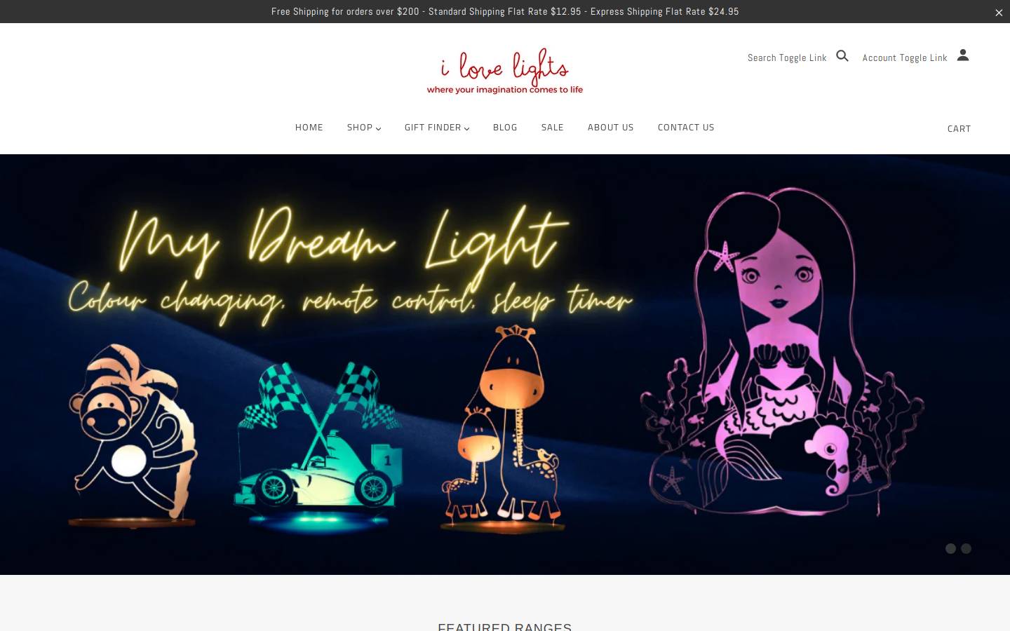 ilovelights.com.au homepage screenshot