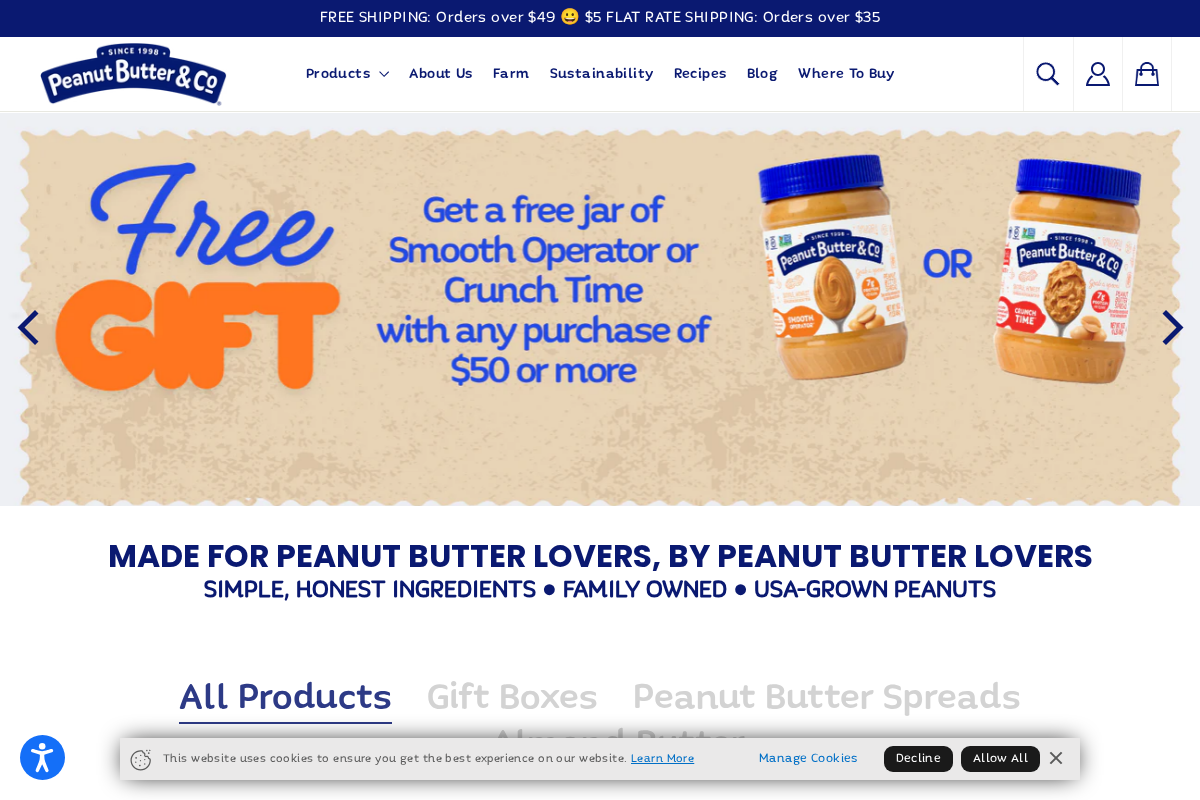 Peanut Butter & Co. homepage screenshot
