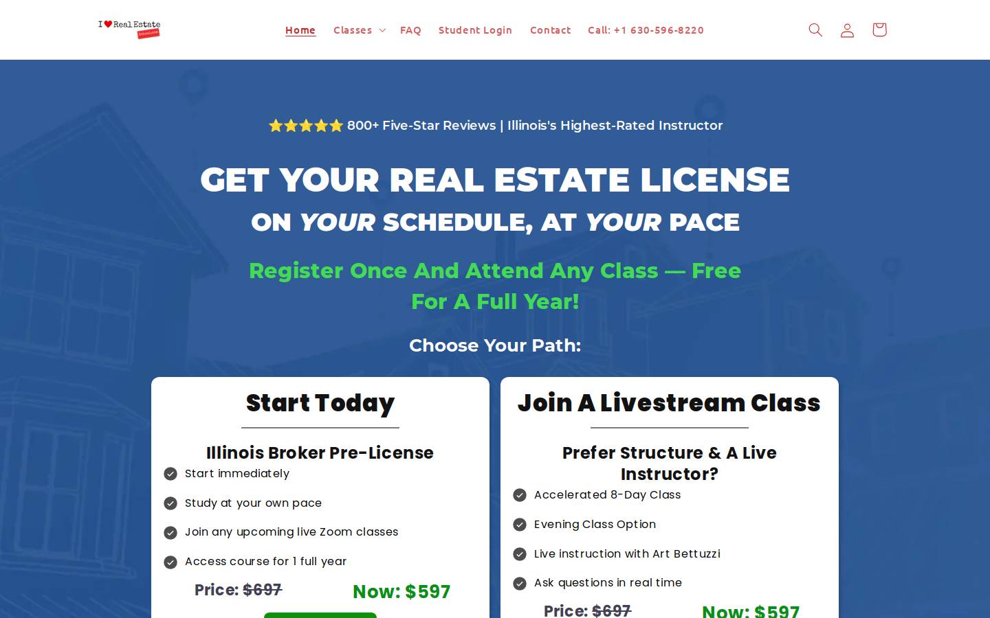 iloverealestateschool.com homepage screenshot