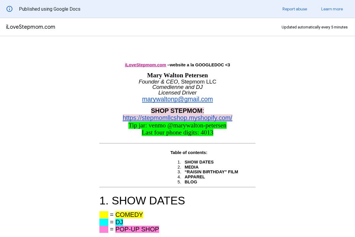 ilovestepmom.com homepage screenshot
