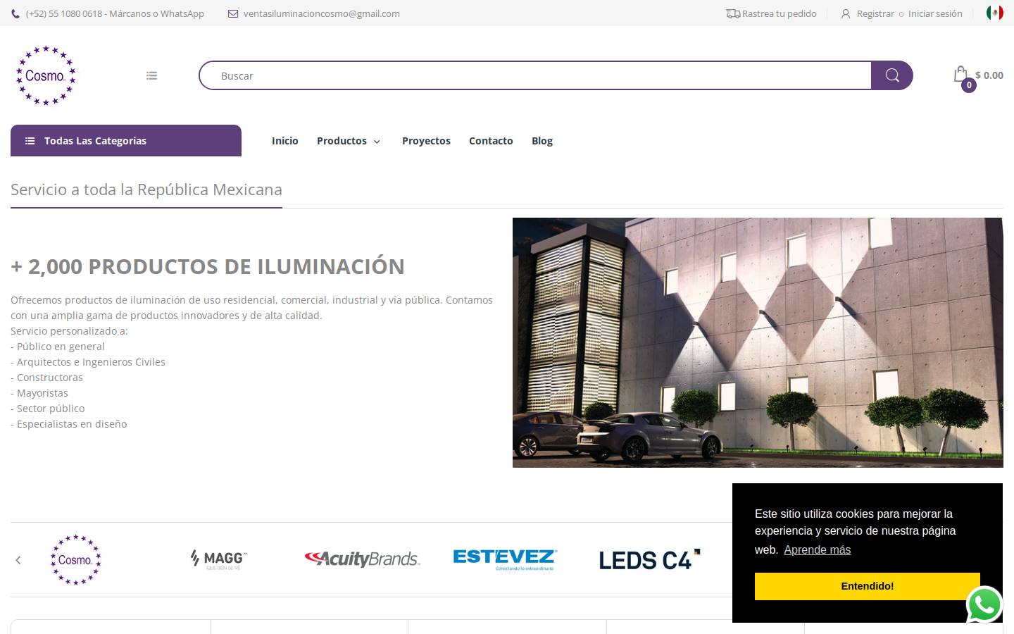 iluminacioncosmo.com homepage screenshot