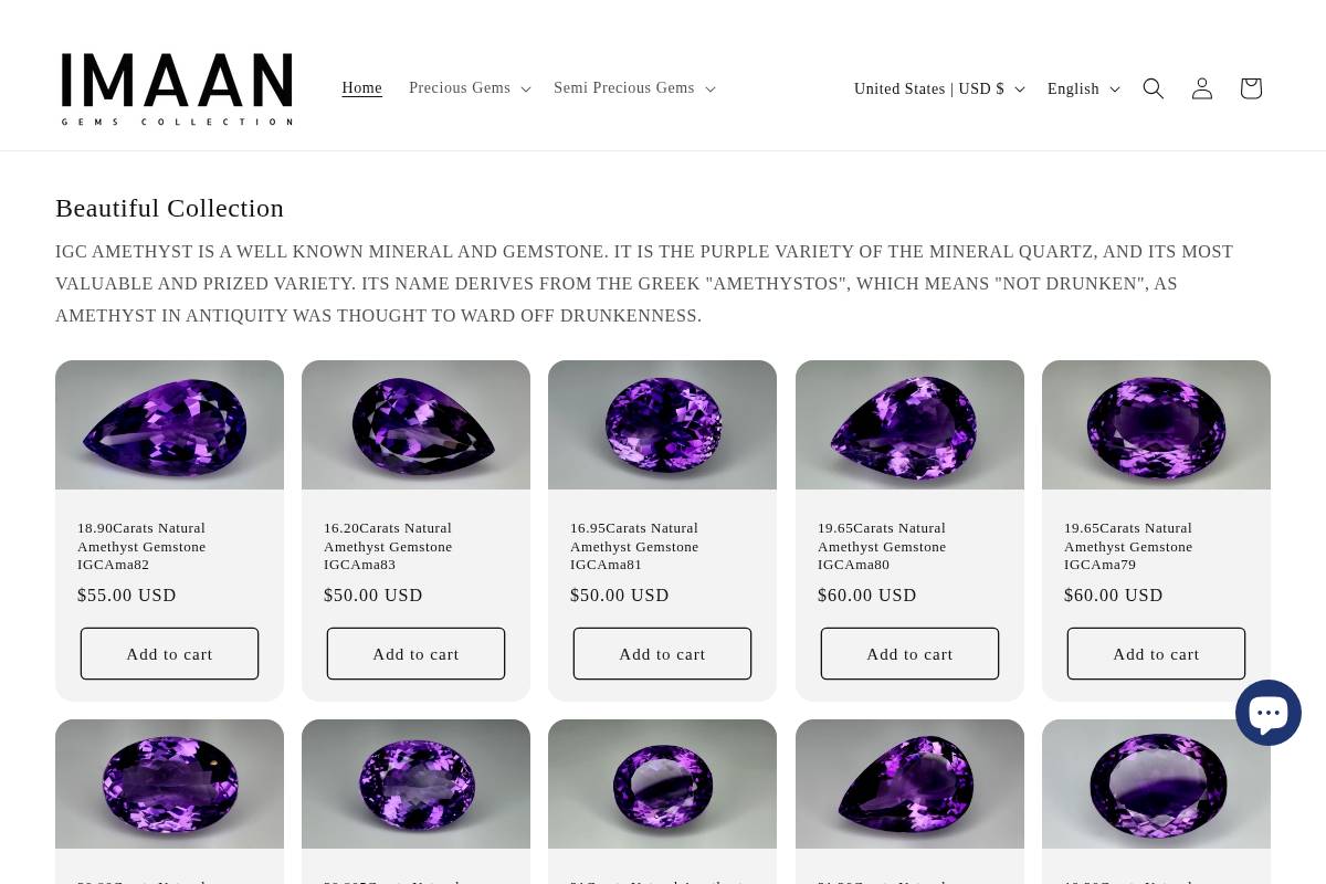imaangems.com homepage screenshot
