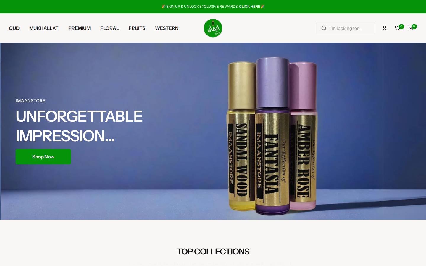 imaanstore.com homepage screenshot