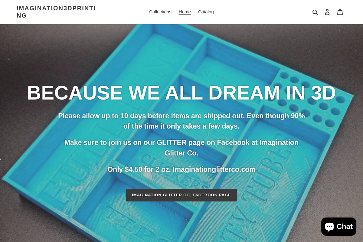 imagination3dprinting.com homepage screenshot