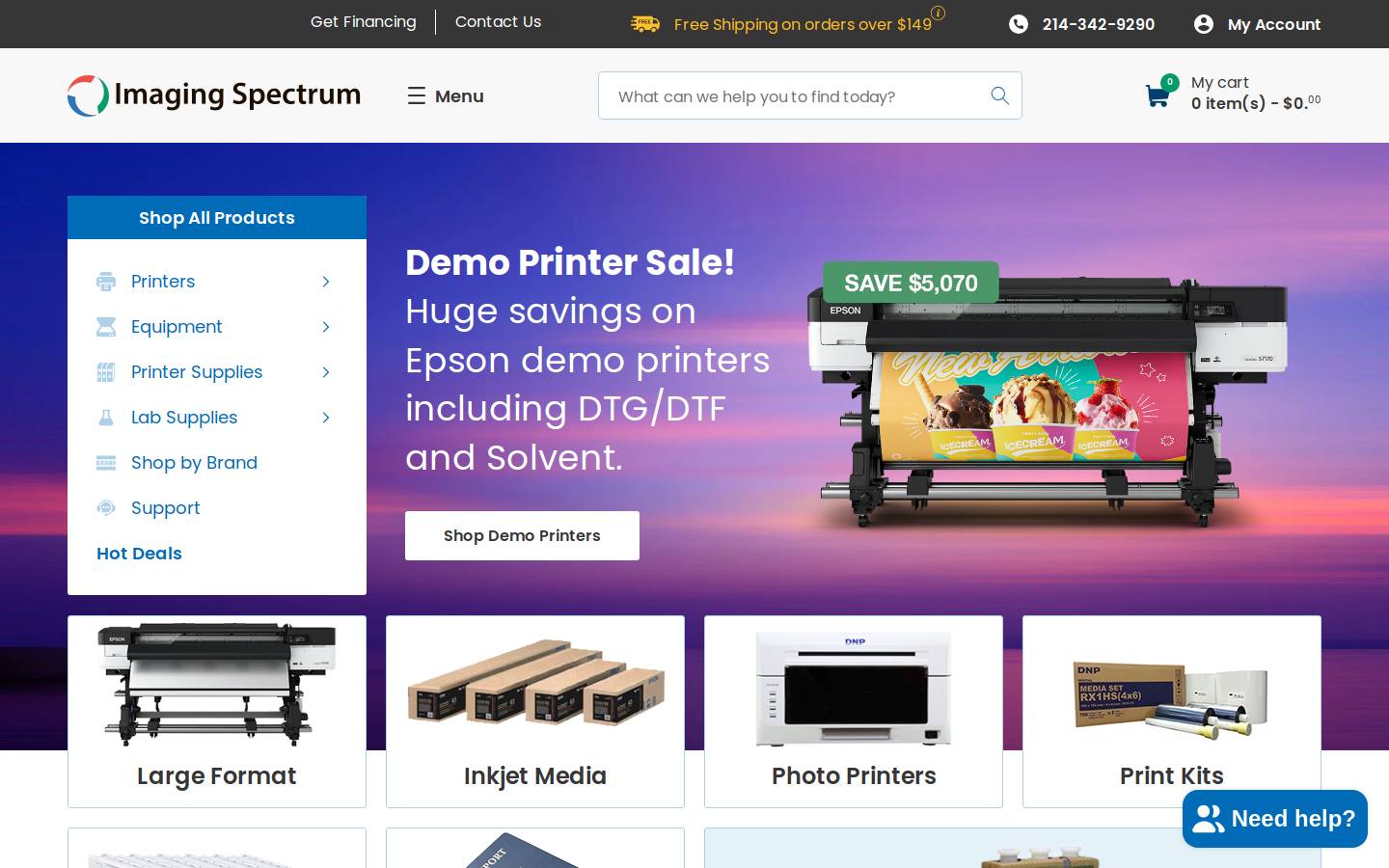 Imaging Spectrum, Inc. homepage screenshot