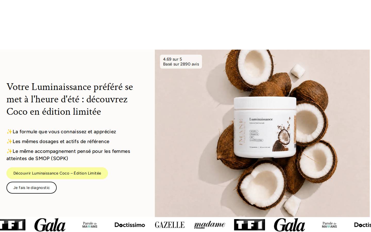 imaneharmonie.com homepage screenshot
