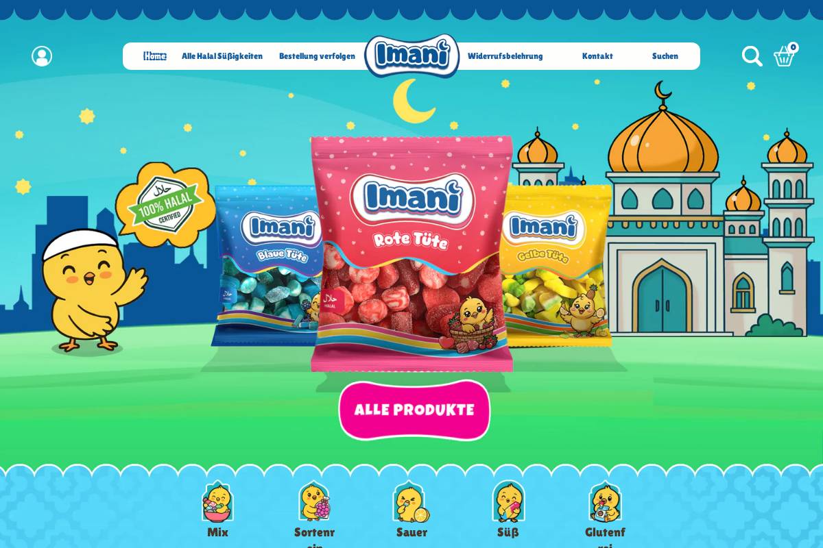 Imani Sweets homepage screenshot
