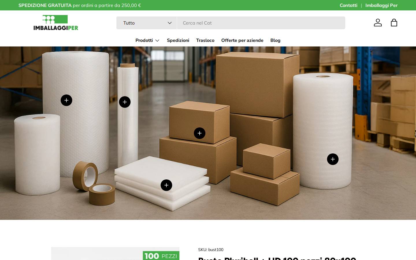 Imballaggiper homepage screenshot