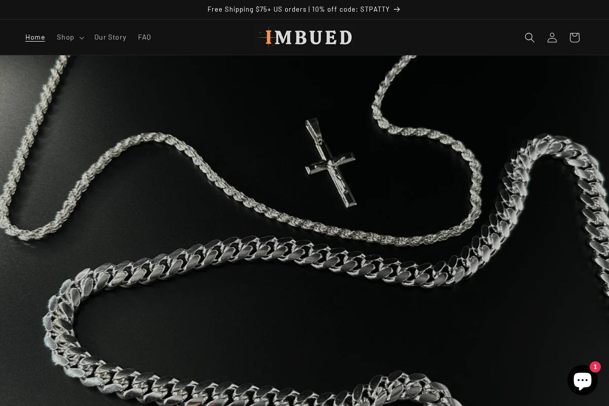 imbuedjewelry.com homepage screenshot