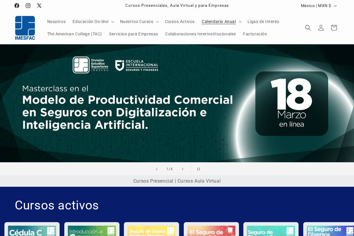 IMESFAC homepage screenshot
